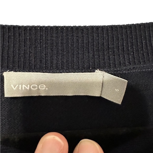 Vince Navy Blue Tie Waist Front Cotton Sweater Small - Picture 5 of 12